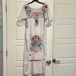 Embroidered White Dress